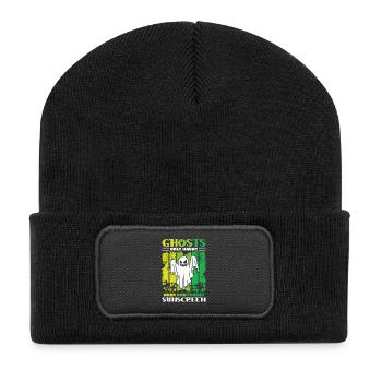 Geisterjäger Halloween Englisch Spruch - Recycelte Patch Beanie - Schwarz - Vorne