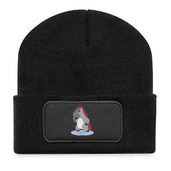 Pferd Sänger Mikrofon Singen - Recycelte Patch Beanie - Schwarz - Vorne