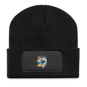 Colorful Surfer Watercolors Splashes Graffiti - Recycled Patch Beanie - black - Front
