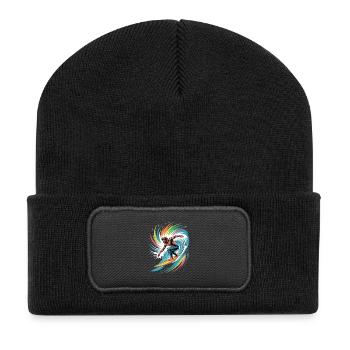 Colorful Surfer Watercolors Splashes Graffiti - Recycled Patch Beanie - black - Front