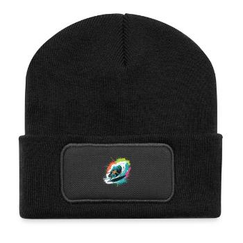 Colorful Surfer Watercolors Splashes Graffiti - Recycled Patch Beanie - black - Front