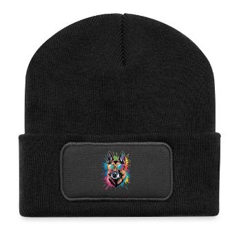 Colorful German Shepherd Watercolor Splash - Recycled Patch Beanie - black - Front
