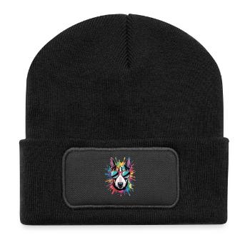 Graffiti coloré aquarelle Bull Terrier - Beanie recyclé à patch - noir - Devant
