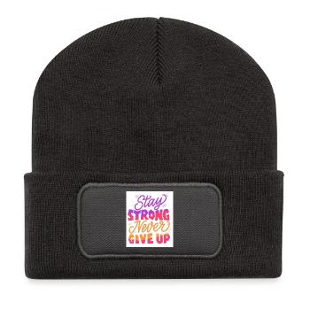 Bleib stark, gib niemals auf. - Recycelte Patch Beanie - Dunkelgrau - Vorne