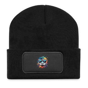 Bunter Hai Wasserfarben Spritzer - Recycelte Patch Beanie - Schwarz - Vorne