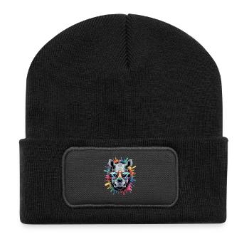 Buntes Nashorn Rhino Wasserfarben Spritzer - Recycelte Patch Beanie - Schwarz - Vorne