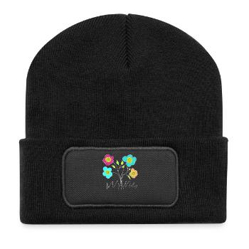 Colorful flowers sketch in the garden - Recycled Patch Beanie - black - Front