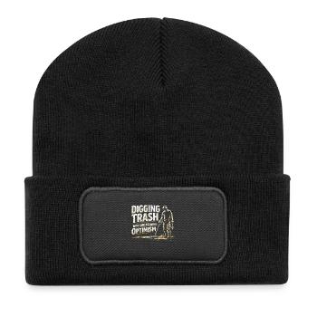 Mit Optimismus graben | Sondeln Metalldetektor - Recycelte Patch Beanie - Schwarz - Vorne
