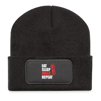 Eat Sleep Walk Repeat - Shoe Print Hiking - Recycled Patch Beanie - dark grey - Front