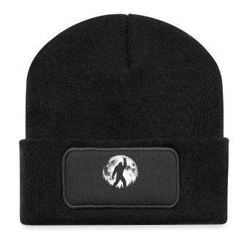 Bigfoot Rock sur le signe Sasquatch Yéti Lune - Beanie recyclé à patch - noir - Devant