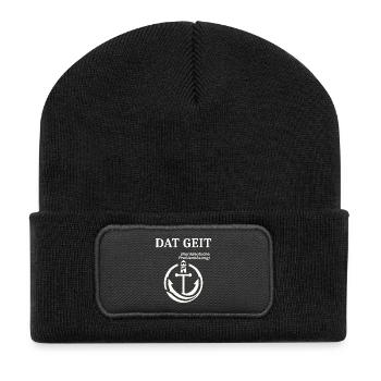 DAT GEIT Norddeutscher Humor Spruch lustig - Recycelte Patch Beanie - Schwarz - Vorne