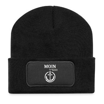 MOIN Norddeutscher Humor Spruch lustig  - Recycelte Patch Beanie - Schwarz - Vorne