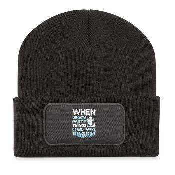 Ghost Hunter Halloween English Saying - Recycled Patch Beanie - dark grey - Front