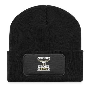 Certified Drone Pilot Professional Operator Design - Recycled Patch Beanie - black - Front