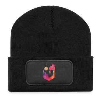 Climber Bouldering Watercolor Sunset - Recycled Patch Beanie - black - Front