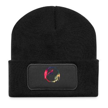 Watercolor Woman Tree Climber Adventure - Recycled Patch Beanie - black - Front
