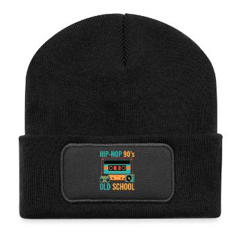 Hip Hop 90er Old School Kassette Retro - Recycelte Patch Beanie - Schwarz - Vorne