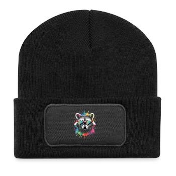 Raccoon Color Explosion - Recycled Patch Beanie - black - Front