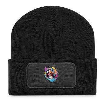 Cavalier King Charles Spaniel Splash Color - Recycelte Patch Beanie - Schwarz - Vorne