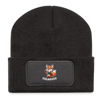 Schlaufuchs Lustiger Schul Fuchs Lehrer - Recycelte Patch Beanie - Dunkelgrau - Vorne
