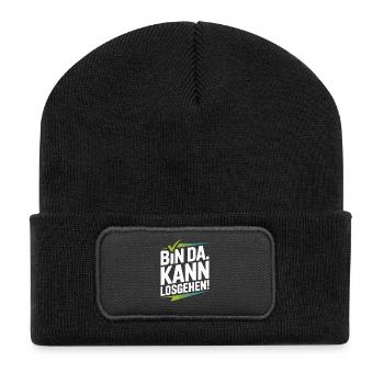 Bin Da Kann Losgehen JGA Büro Malle Festival Party - Recycelte Patch Beanie - Schwarz - Vorne