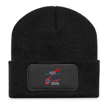 Cercle Arctique - Cadeau nature de vacances en Norvège - Beanie recyclé à patch - noir - Devant