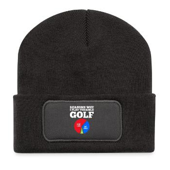 Gründe, warum Golfliebhaber Golfer ist - Recycelte Patch Beanie - Dunkelgrau - Vorne