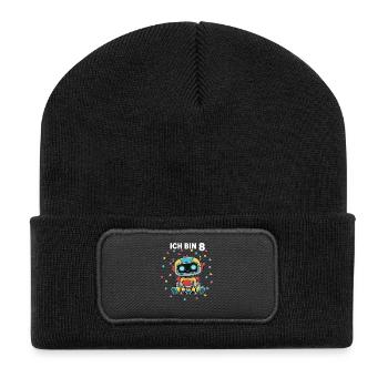 Ich bin 8 - Süßes Roboter zum 8. Geburtstag - Recycelte Patch Beanie - Schwarz - Vorne