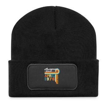 April 1976 Jahrgang geboren Geburtstag Geschenk - Recycelte Patch Beanie - Schwarz - Vorne