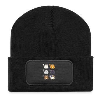 Mignons chats duveteux variété Kawaii Design - Beanie recyclé à patch - noir - Devant