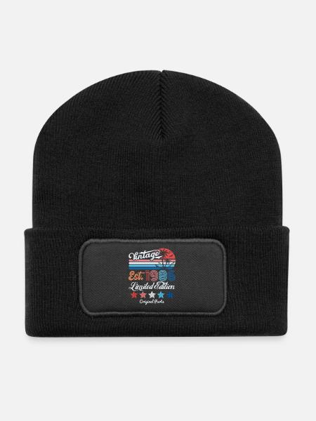 1986 Vintage Birthday Gift 40th Birthday 40 Years - Recycled Patch Beanie - black
