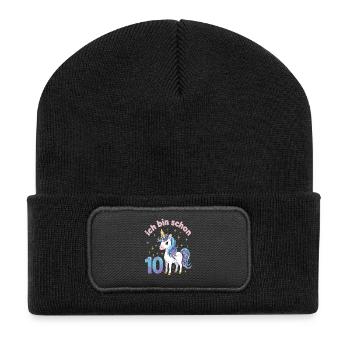 10. Geburtstag Einhorn Mädchen Ich bin schon 10 - Recycelte Patch Beanie - Schwarz - Vorne