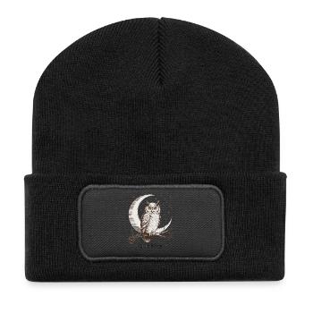 Owl Moon Magic Shirt Mysticism Nature - Recycled Patch Beanie - black - Front