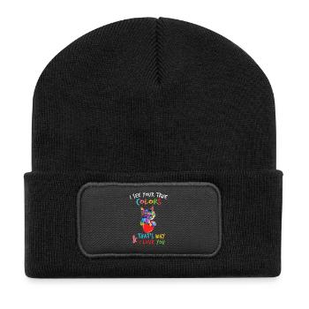 Ich sehe deine wahren Farben Katzenliebe - Recycelte Patch Beanie - Schwarz - Vorne