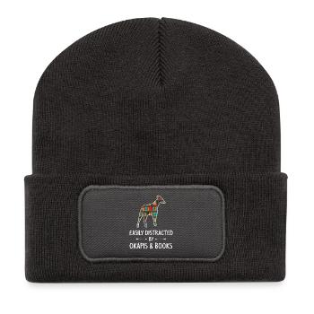 Bücher-Esel-Bibliothek Silhouette - Recycelte Patch Beanie - Dunkelgrau - Vorne