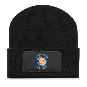 Litha Pagan: Sommersonnenwende, Mittsommer, Mittsommer, Mittsommer. - Recycelte Patch Beanie - Schwarz - Vorne