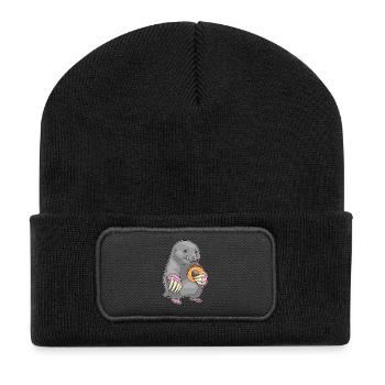 Donut Taupe - Beanie recyclé à patch - noir - Devant