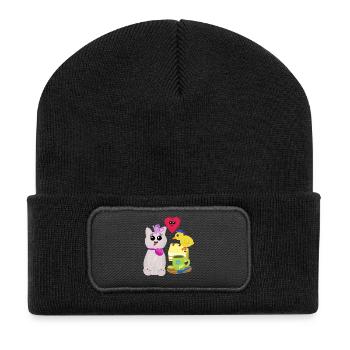 Cat Cake Chick Kids Cat Cake - Recycled Patch Beanie - black - Front