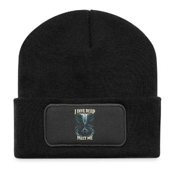Apnoetauchen Freitauchen I Dive Deep To Meet Me - Recycelte Patch Beanie - Schwarz - Vorne