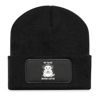 Kein Gespräch Vor Kaffee Liebhaber Axolotl - Recycelte Patch Beanie - Schwarz - Vorne