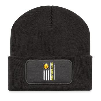 Camo Softball Papa PNG, design pour la fête des pères - Beanie recyclé à patch - charbon - Devant