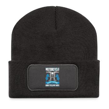 La moto, mon trésor secret. Pas ma femme - Beanie recyclé à patch - charbon - Devant