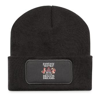 Dog Fantasy Book Dragon Fairy Tale Bookworm - Recycled Patch Beanie - dark grey - Front