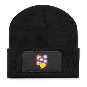 Colorful Mandala Duck Chick Chicken Kids - Recycled Patch Beanie - black - Front