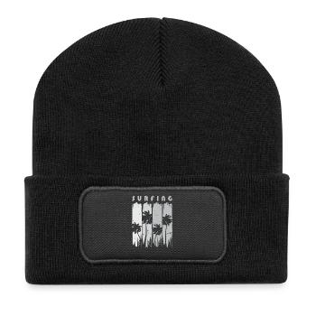 Surf Surfen Surfer - Recycelte Patch Beanie - Schwarz - Vorne