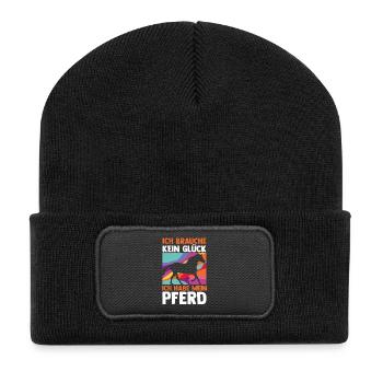Reiten Pferdeliebhaber Reiterhof Pferde - Recycelte Patch Beanie - Schwarz - Vorne