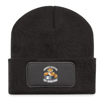 Rat donations wanted | King Python Humor - Recycled Patch Beanie - dark grey - Front