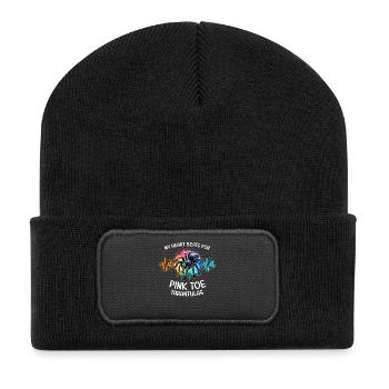 Pinkzeh Rosafuss Tarantel Herzlinie - Recycelte Patch Beanie - Schwarz - Vorne