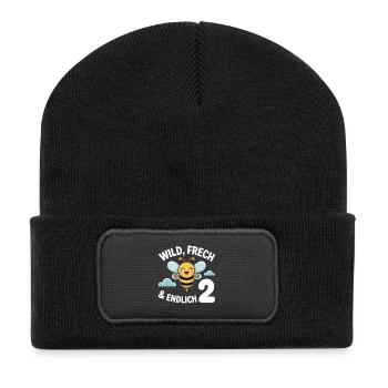 Bienchen Endlich 2 Jahre Mädchen Geburtstagsmotiv - Recycelte Patch Beanie - Schwarz - Vorne