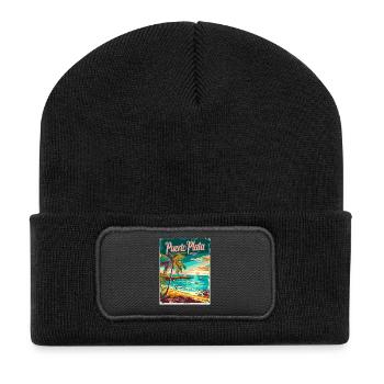 Puerto Plata Paradiesische Strände und - Recycelte Patch Beanie - Schwarz - Vorne